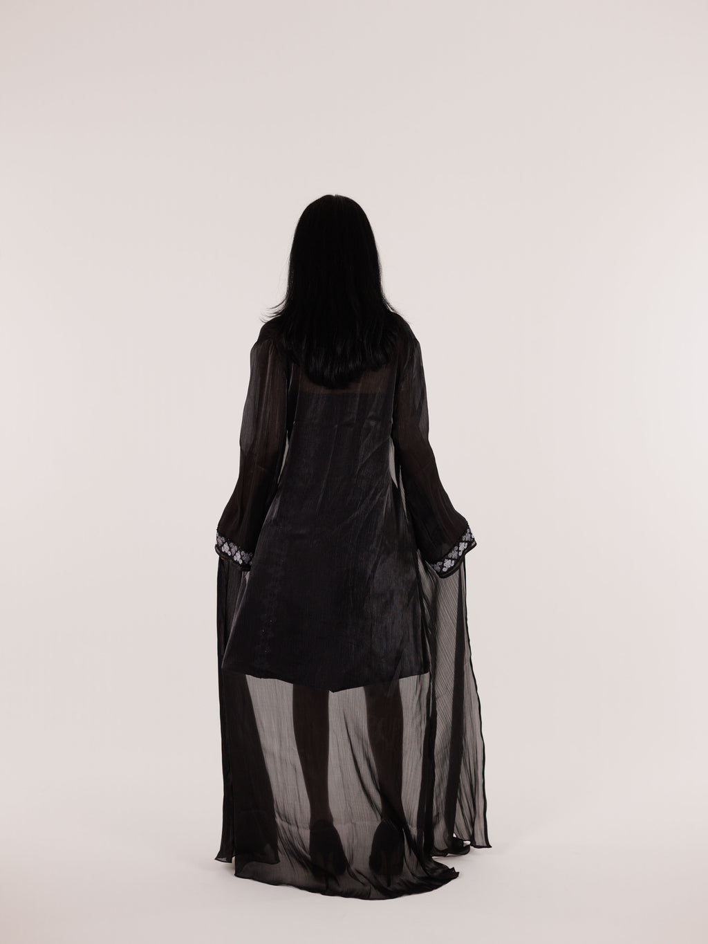 Ayn Kabeera Strapless Dress + Abaya Set - Midi - Black